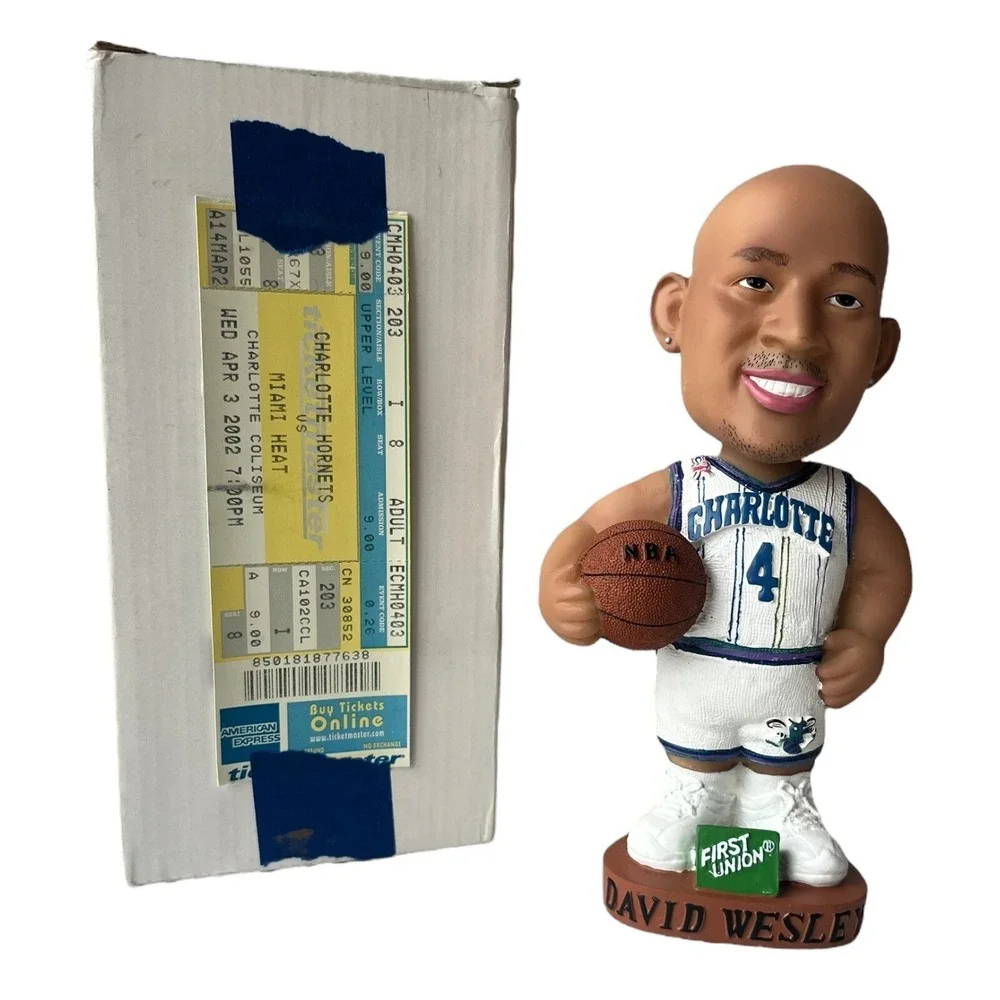 David Wesley Bobblehead NBA Charlotte Hornets Basketball Ticket Stub